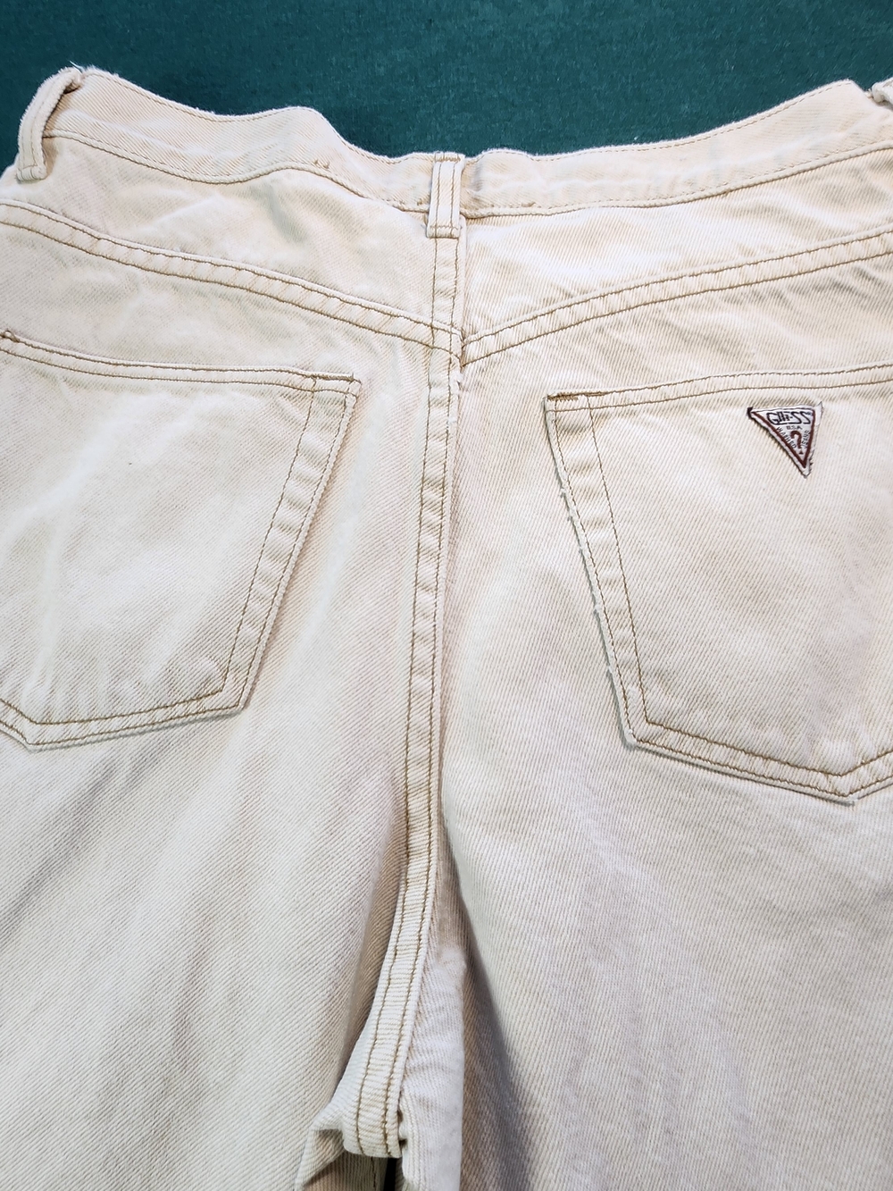Vintage 90s Guess Jeans Georges Marciano Cream Denim Shorts Mens 32 Hong Kong
